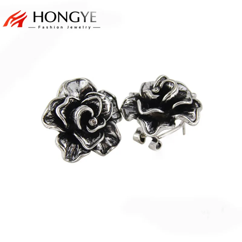 

Fashion Women Popular Romantic Vintage Silver Color Simple Rhinestone Statement Stud Earrings Noble Jewelry