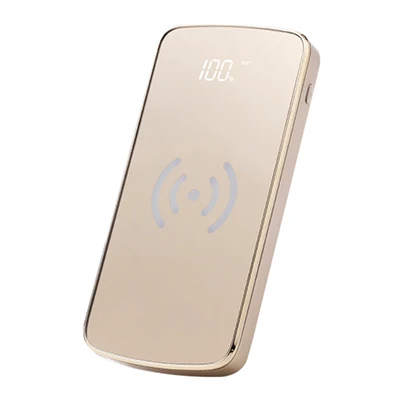 Qi Беспроводной Зарядное устройство с 2 портами(стандарт Мощность банка 30000 мА/ч, Портативный быстро Мощность банк Qi зарядного устройства для iPhone 8 X XS Max XR samsung S9 S8 - Цвет: Золотой