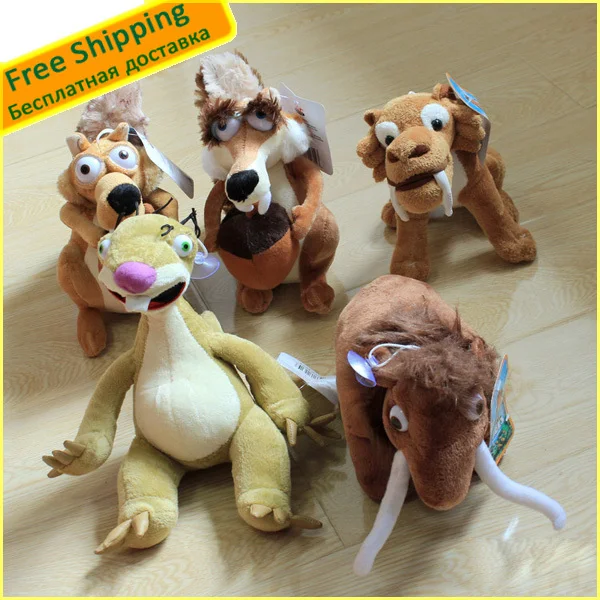 The Most Populared 5pcs/Lot Ice Age 4 Elephant/Squirrels/Tiger/Sloths Stuffed toy doll Free shipping | Игрушки и хобби