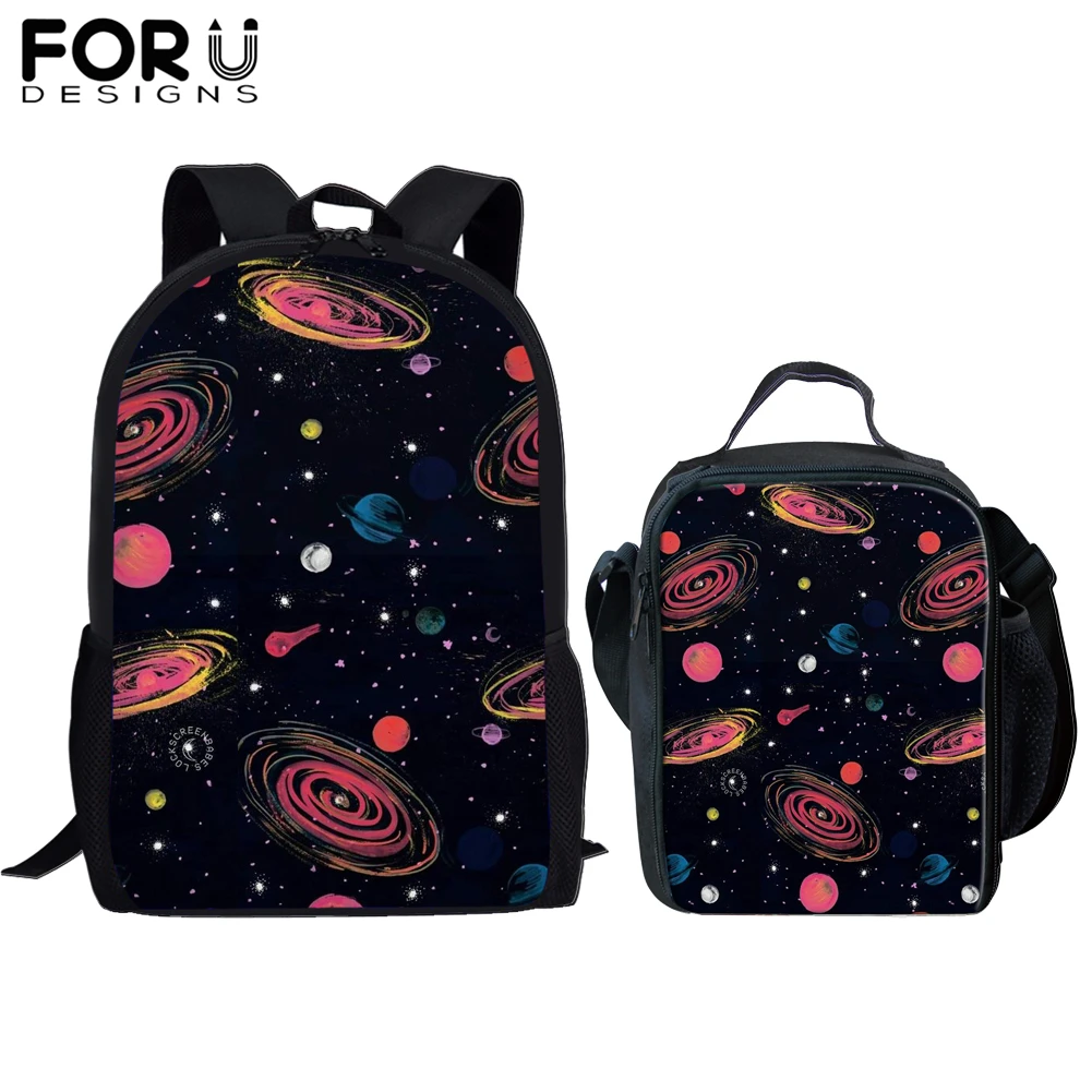 

FORUDESIGNS Alien School Bags for Student Boys Girls 2pcs/Set Cool Planet Orthopedic Satchel Backpack Book Bag TeenagersRucksack