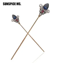 Винтажные античные золотые хрустальные полимерные палочки для волос в форме лотоса, стразы, ювелирные изделия для волос, аксессуары для турецких свадебных волос