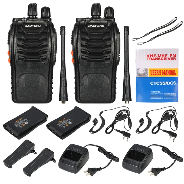 BAOFENG BF-888S 2PCS Talkie Walkie 16CH FM UHF 400-470MHz 2-way Radio Transceiver Portable Interphone Long Distance Flashlight
