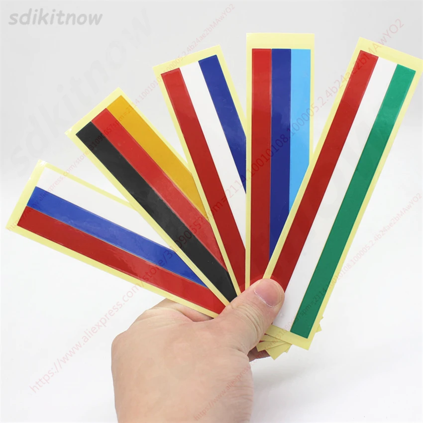 

2pcs Universal Internal Car Steering Wheel Strip Sticker Auto Styling Italy French Germany Flag Russia Color For BENZ BMW Series