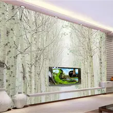 Современные 3d обои для украшения дома, обои для гостиной, березовый лес, пейзаж, 3d стереоскопические обои