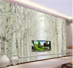 Обои современный 3D украшения дома обои для гостиной березовый лес пейзаж 3D стереоскопического обои