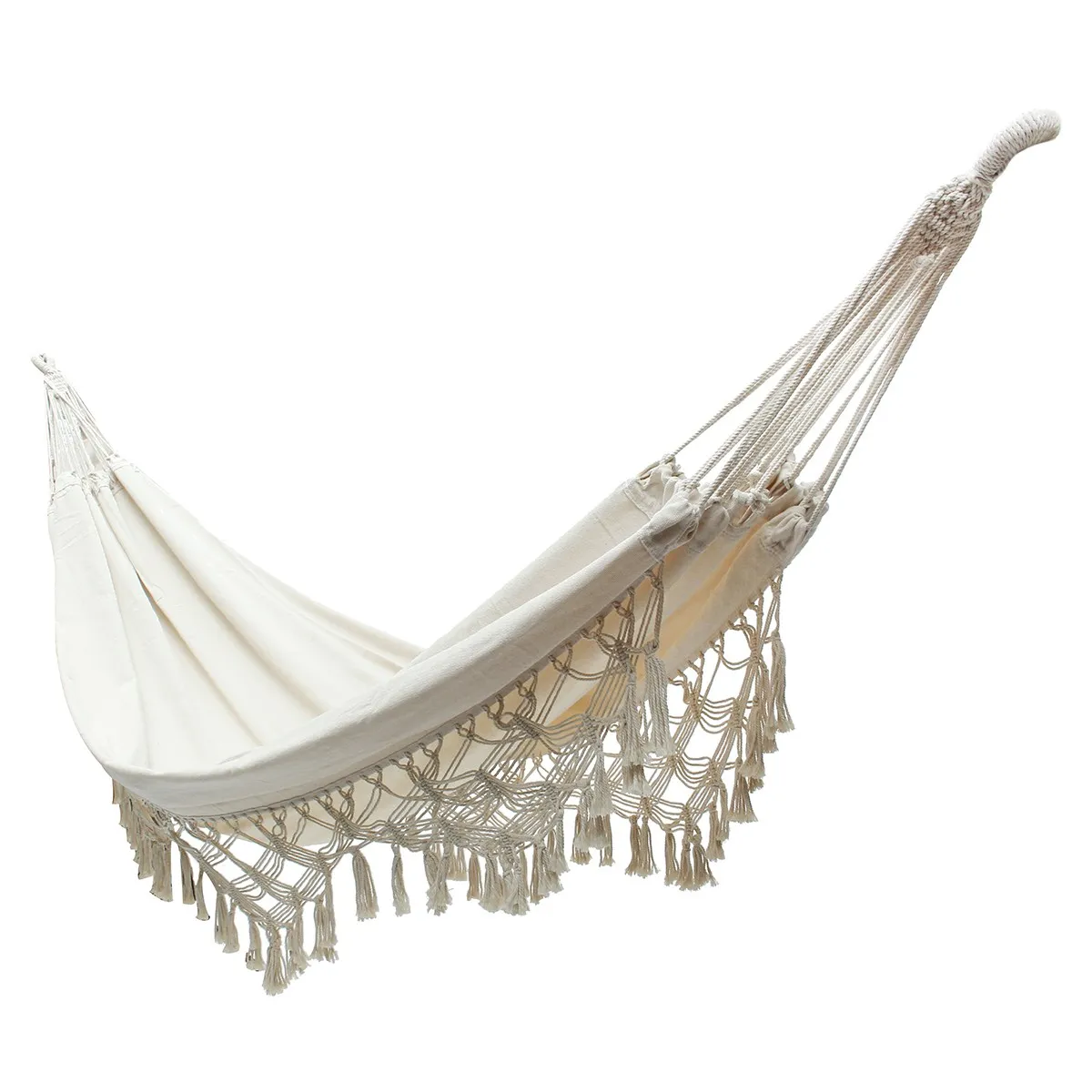 

New White 240x150cm Hanging Cotton Rope Macrame Hammock Chairs Swing Outdoor Home Garden Outdoor Leisure Hanging Bed Hammock