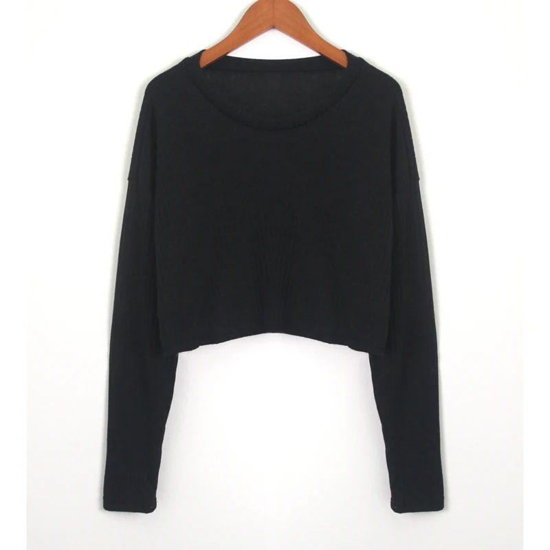 

Sexy Women Sweaters Pullovers Knitted Jumpers 2018 Autumn Winter Casual Crop Sweater Short Basic Solid Slim Pull Sweaters S6987