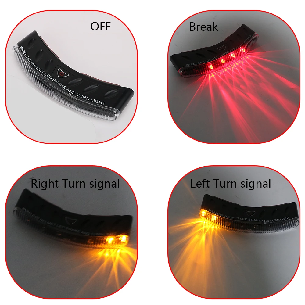 

upgrade 8 LED Wireless Motorcycles Helmet Brake Turn Signal Light LED signal lamp Motorcross Warning Lightings Accessories