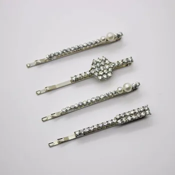 

4pcs/set crystal bobby pins fanshion rhinestone barrettes girl's daily use shining hairgpins hair accessories headwear wholesale
