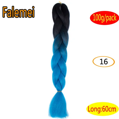 P2/613 FALEMEI 100 г/упак. 24 дюйма, вязанные косички, волосы, Омбре, два тона, цветные, огромные косички, волосы, синтетические волосы для кукол, вязанные волосы - Цвет: P2/613