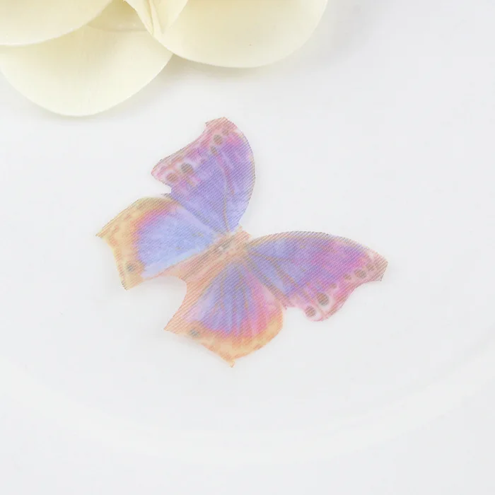 20PC Mini Chiffon Tulle Butterfly Decorative Accessories Adult Making Diy Earring Necklace Arts Crafts Garment Sewing Material - Цвет: 7 Blue yellow red