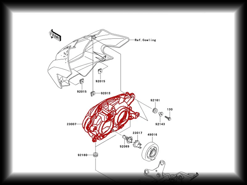 Wotefusi передний головной светильник фары в сборе для Kawasaki Z1000 2003 2004 2005 2006 [DD57]