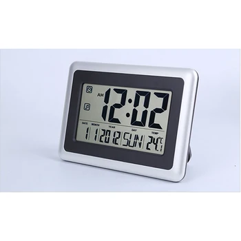 

Digital Wall Clock Desk Clock Alarm Clock with Calendar Date Week Temperature LCD Display Battery Operated