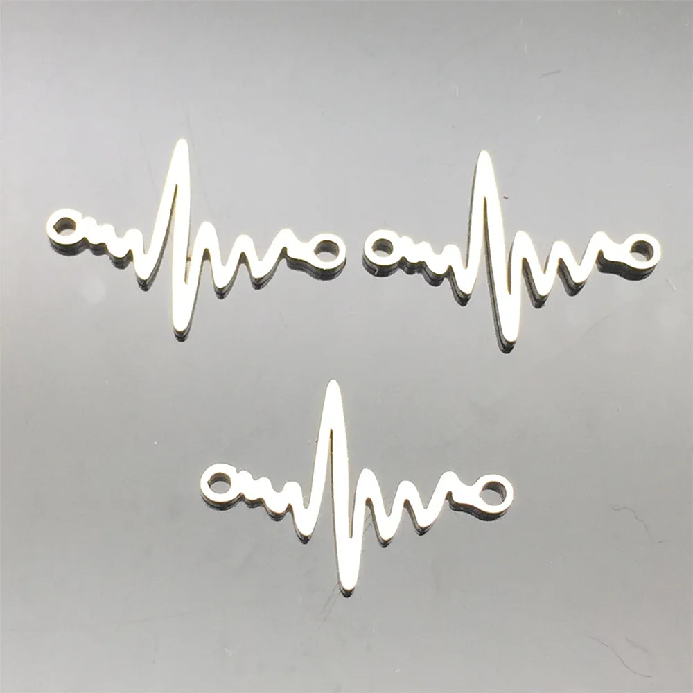 

Electrocardiogram Charm Connectors 10pcs Stainless Steel Connectors Necklace Bracelet Findings Diy Earrings Jewelry Making Tools
