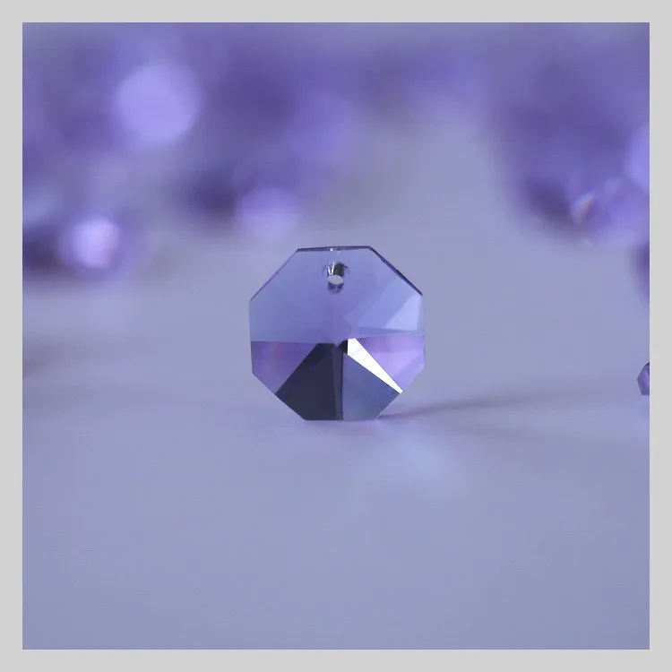 Free Shipping 500pcs/lot Top Quality Multicolor 14mm Crystal Glass Octagon Beads With One Hole For Crystal Chandelier Lamp Parts