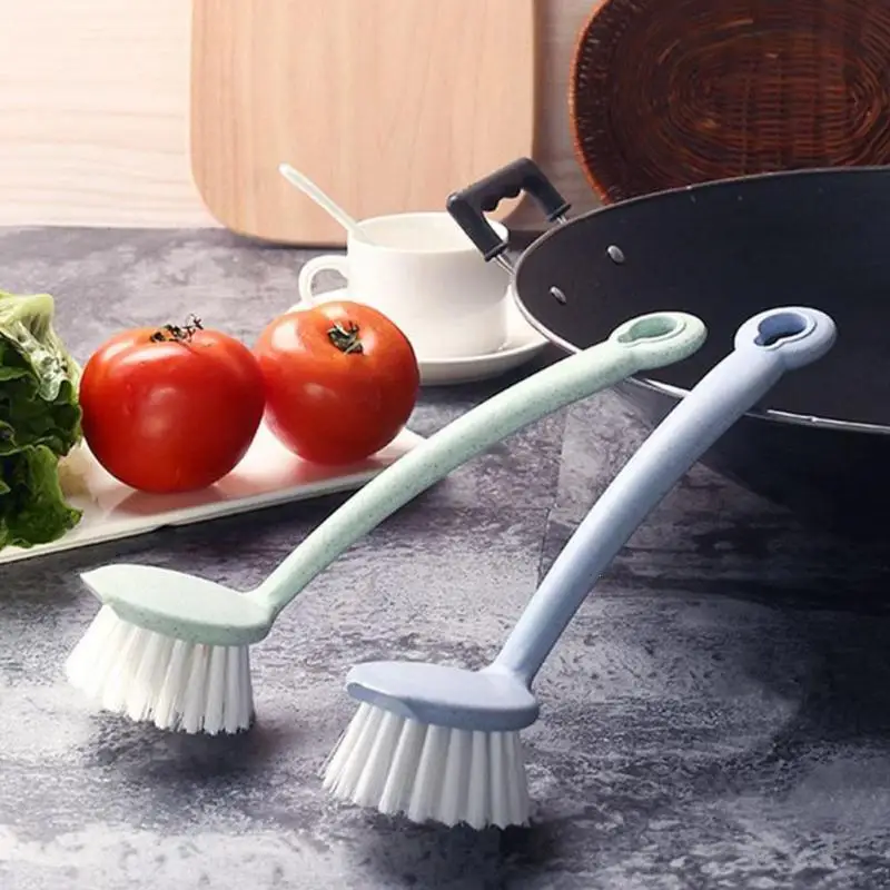 Wheat Straw Long Handle Cleaning Brush Strong Decontamination Wash Pot