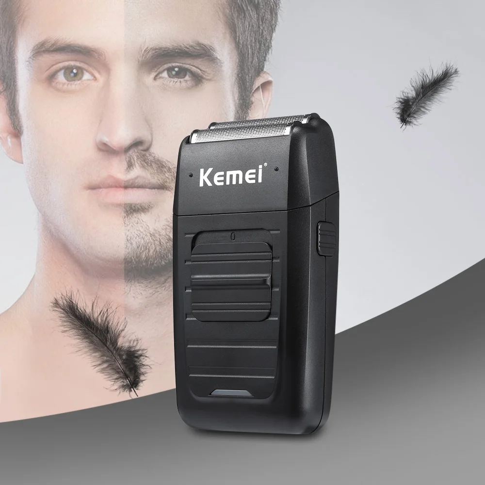 Kemei-1102 Аккумуляторная Беспроводная Бритва для мужчин, плавающая Бритва для бороды, машина для ухода за лицом с двумя лезвиями, многофункциональный мощный триммер
