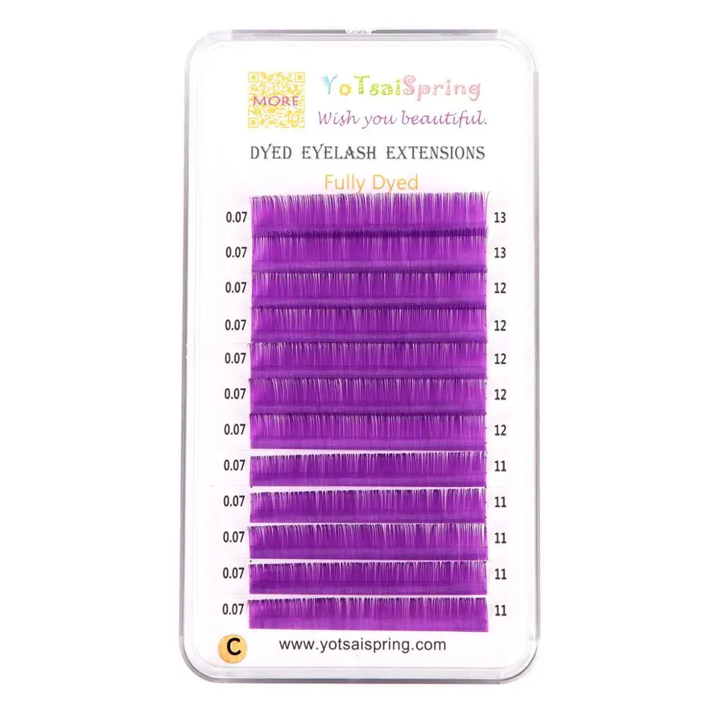 0,07/0,15 смешанные длины темно-фиолетовые накладные ресницы розовые ресницы(синие ресницы) для модного макияжа глаз yotsaiвесна - Длина: Dark Purple