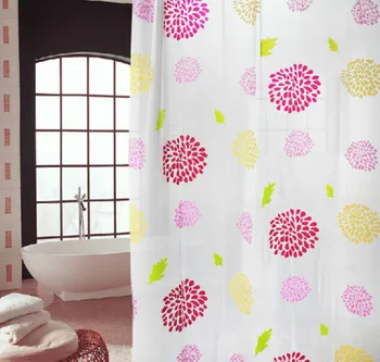 

Flower Modern Style180x180cm Waterproof Shower Curtain For Bathroom With 12 Hooks