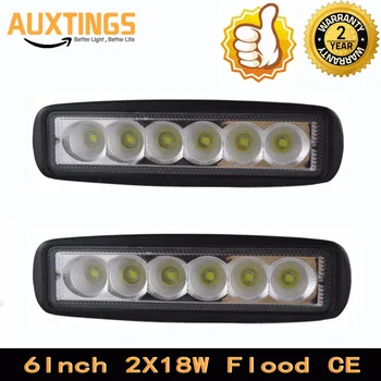 

2 PCS 18w led work light Spot Flood 12 volt single row mini led light bar for truck tractor 4x4 car
