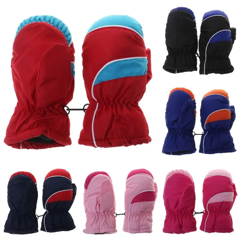 

1 Pair Winter Gloves Full Fingers Kids Children Outdoor Skiing Snow Professional Mitten Waterproof Windproof Warm Thick Fleece