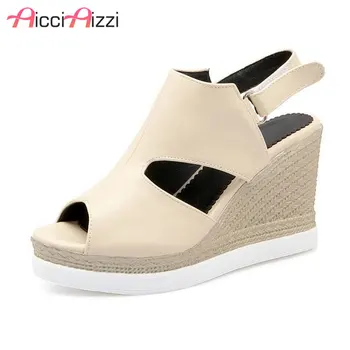 

ZALAVOR Size 34-43 Sexy Women High Wedges Sandals Ankle Strap Peep Toe Hollow Out Wedges Sandals Trfiel Summer Vacation Shoe