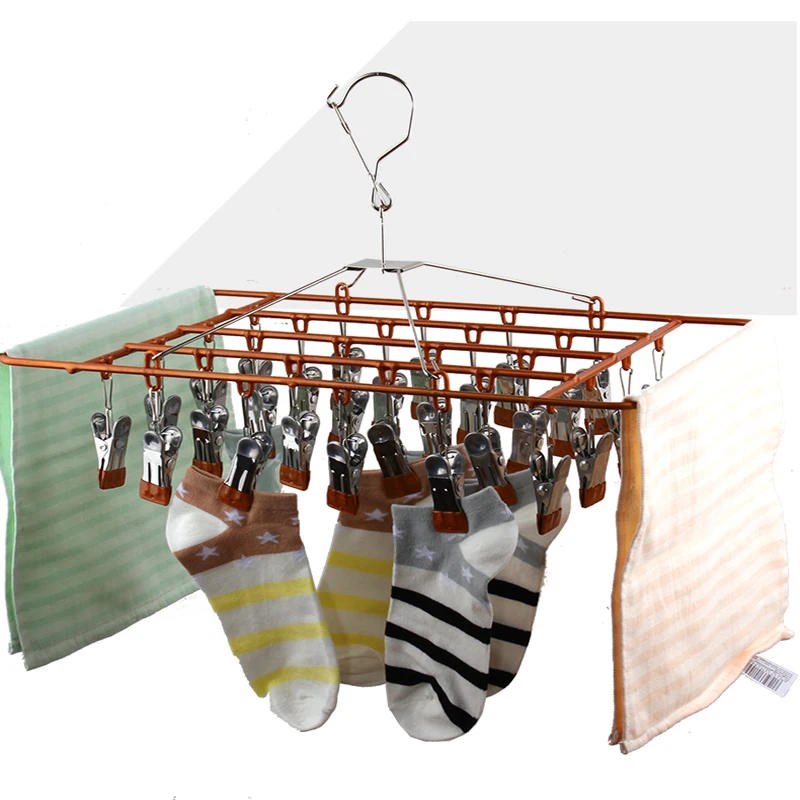 28 clip/stainless steel multi function laundry rack underwear sock rack clipin Hangers & Racks