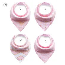 Розовые нагрудники принцессы/золотая птица+ Золотой бант+ шеврон принт+ Золотое сердце бандана нагрудники принцесса девушка/4 шт./компл