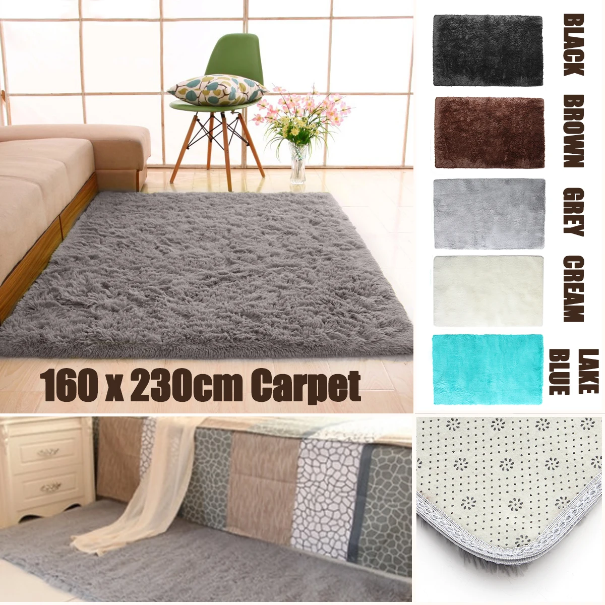 

160*230cm Large Shaggy Rugs Silk Carpet Living Room Modern Hotel Mats Bedroom Decorative Carpets Anti-slip Floor Mat Door Soft