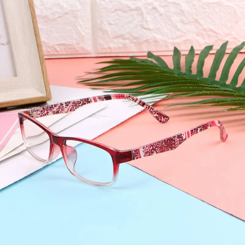 Новые женские модные очки для чтения, полная оправа, цветочные дужки, удобные прозрачные очки для зрения, защита+ 1,0~+ 4,0