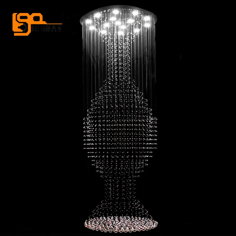 

new modern large crystal chandelier lighting GU10 LED lights lustre pendant stair chandelier