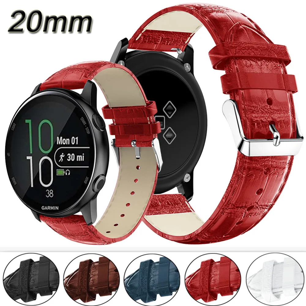 Ремешок из натуральной кожи с крокодиловым узором для Garmin Forerunner 645 / Vivomove HR