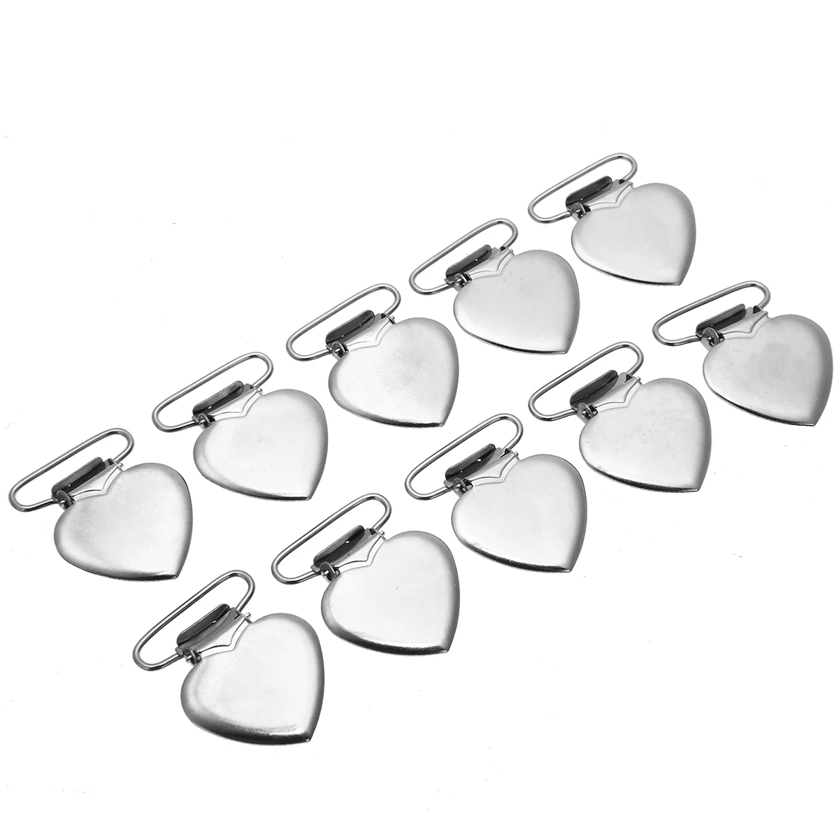 10Pcs Cute Pacifier Clips Metal Peach Heart Braces Suspender Clips Dummy Strap Brace Clasps For Clothing Sewing Tool