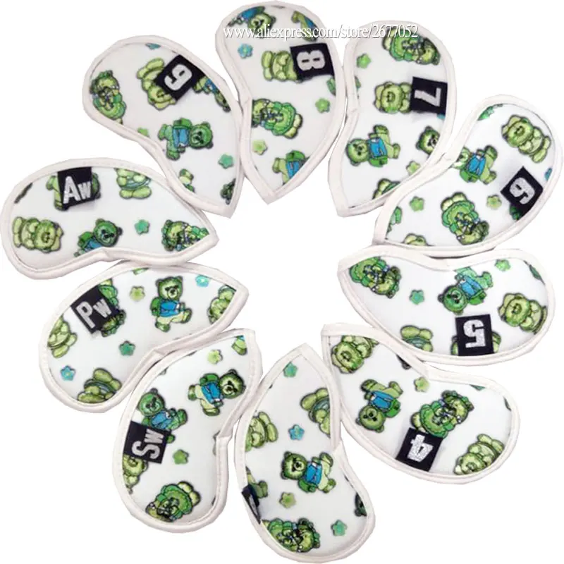 

Cooyute Golf Irons Head Covers 9PCS(3~9P A S ) white Simple Style Waterproof PU Golf headcover Free shipping