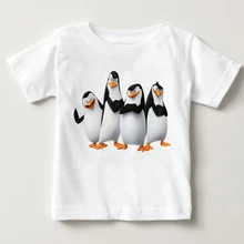 Г., Лидер продаж, Детская футболка с принтом мадагаскарский Пингвин, футболка с героями мультфильмов любимые летние костюмы для мальчиков и девочек, MJ