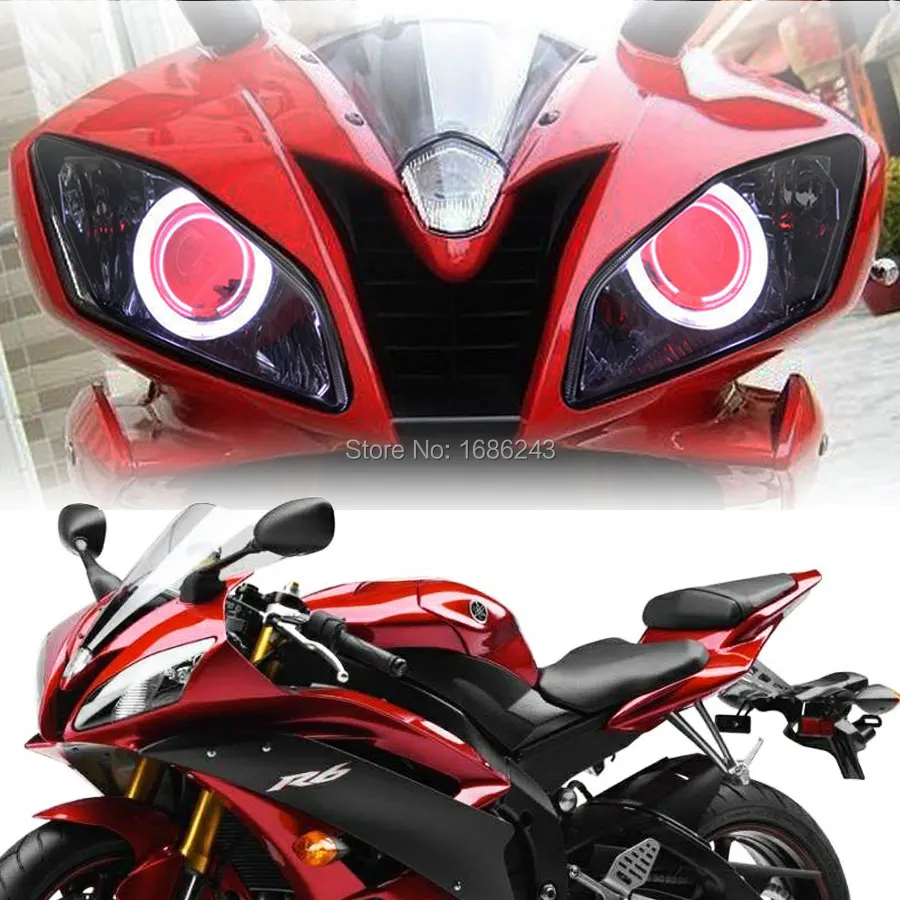 

HID White Angel Red Demon Eyes Projector Headlight For Yamaha YZF R6 2006-2007 New