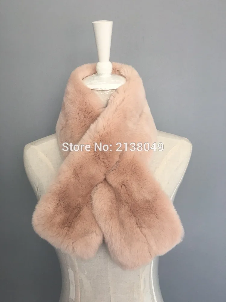 

SF0201 Free Shipping Lady Casual Solid Fur Scarf/ Pure White Color Rex Rabbit Fur Scarf Neck Wear