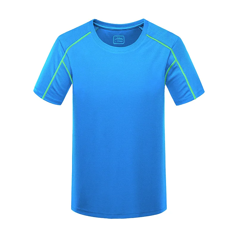 Мужская футболка, для спорта на открытом воздухе, дышащая футболка, для рыбалки, круглый воротник, короткая, быстросохнущая, для походов, футболка, мужская, Coolmax, футболка - Цвет: Sky blue