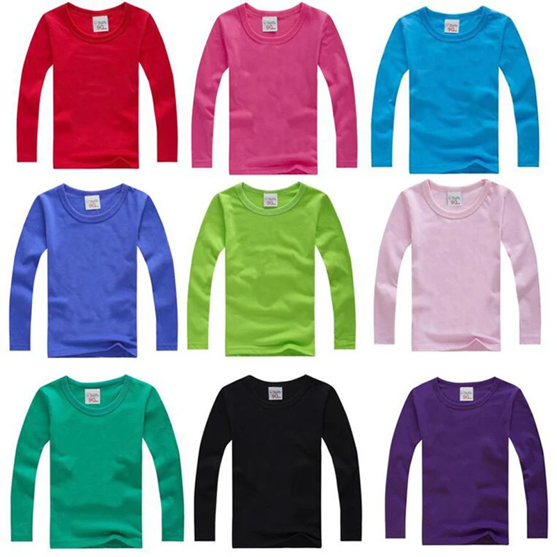 Garçons à manches longues t-shirts pour enfants 2019 automne couleur pure T-shirt coton 1 -15T enfants vêtements bébé filles hauts t-shirts vêtements