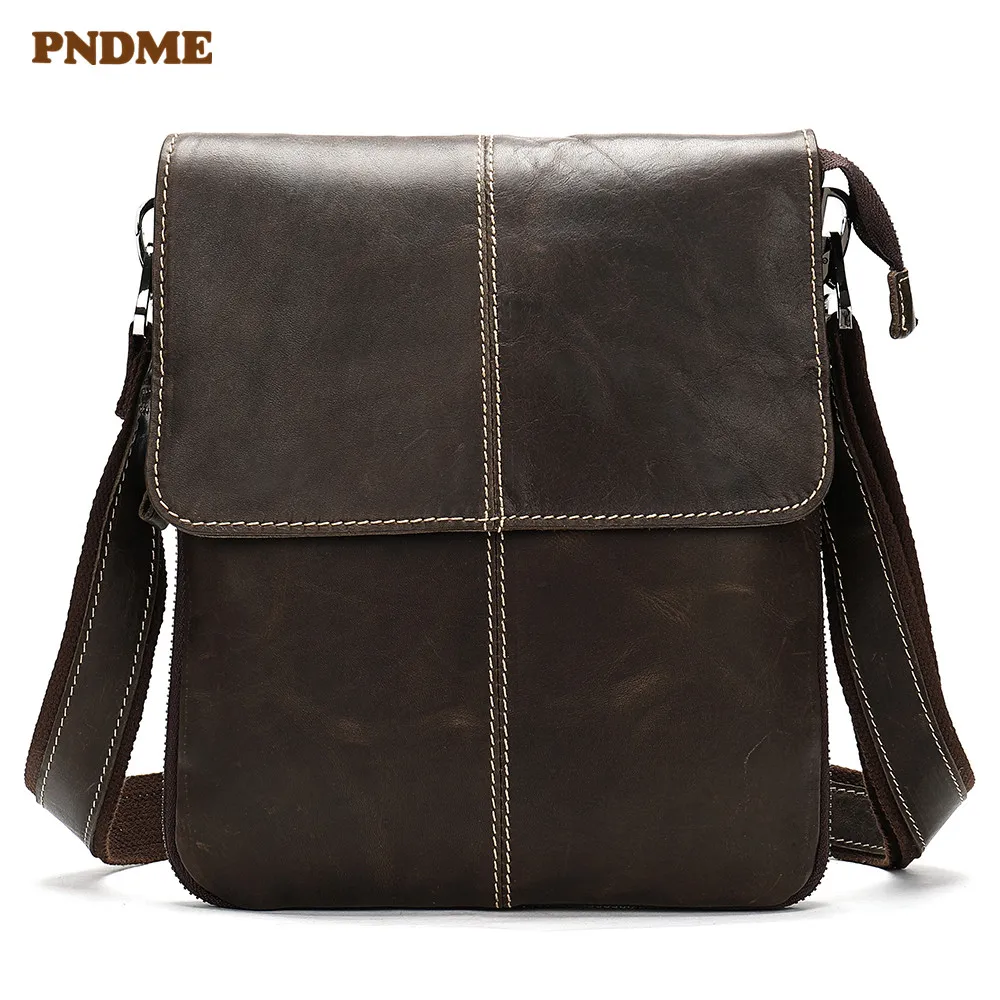 

Casual leather cross-body bag vertical men's single shoulder bag head layer oxhide bag
