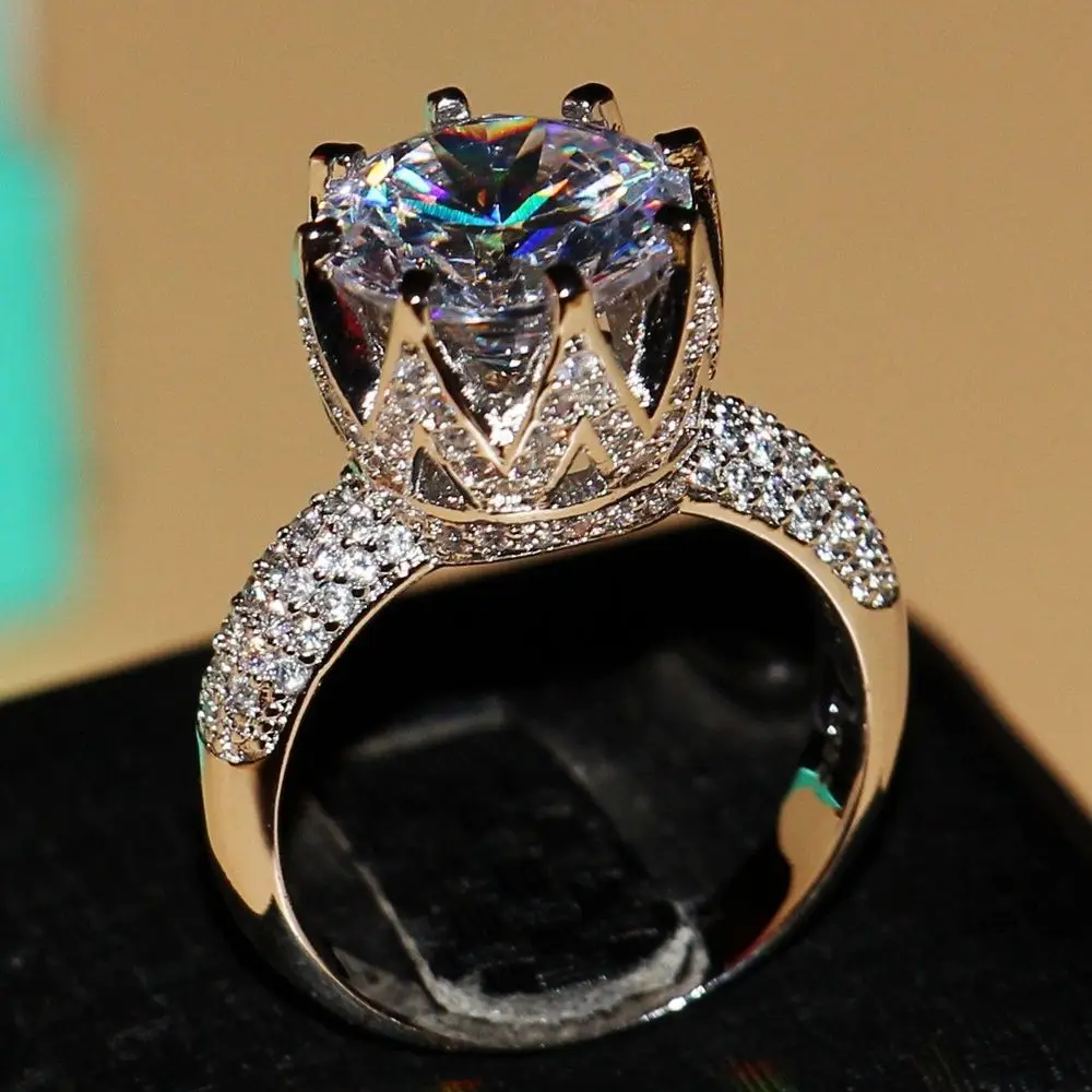fashion jewelry 8ct solitaire luxury 925 silver big white 5a cz simulated stones wedding women band crown ring gift size 5 11 - Crown Wedding Rings fashion jewelry 8ct solitaire luxury 925 silver big white 5a cz simulated stones wedding women band crown ring gift size 5 11 - Crown Wedding Rings