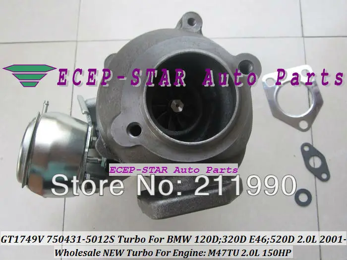 GT1749V 750431-5012 S 750431-5009 S 750431 7794144E03 7794144E09 7787626 Turbo для BMW 120D 320D E46 520D компактный M47TU 2.0L 150HP