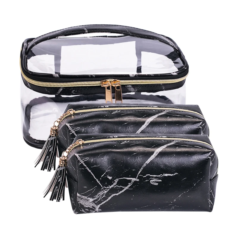 

Fashion PVC Marble Makeup Organizer Travel Multi-Function Women's Cosmetics Box Waterproof Toiletry Wash Zipper Case Accessories