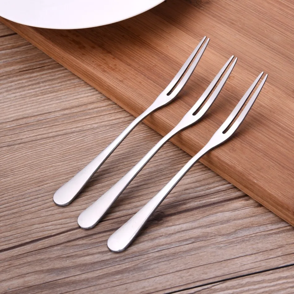3pc/set Stainless Steel Fruit Fork Cutlery Dessert Fruit Forks For