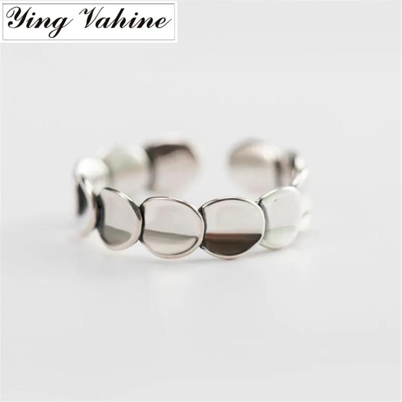 

ying Vahine Silver Jewelry 925 Sterling Silver Glossy Geometric Overlapping Patterns Open Rings for Women joyas de plata 925