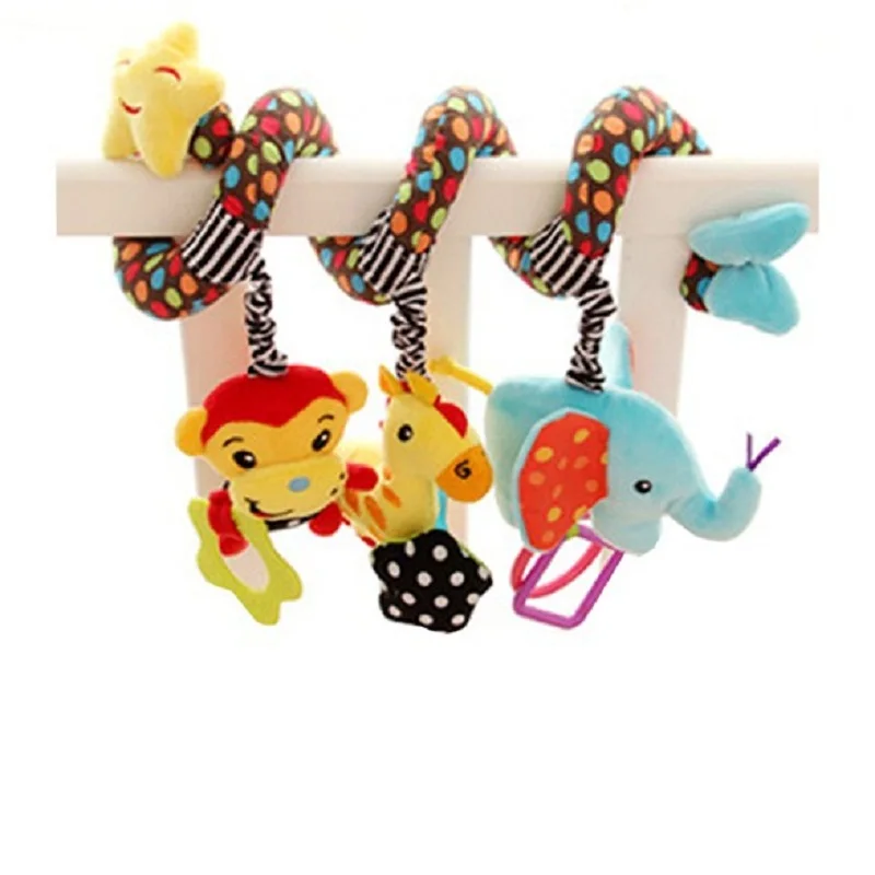 Cute Baby Cartoon Monkey Giraffe Elephant Toys Musical Crib