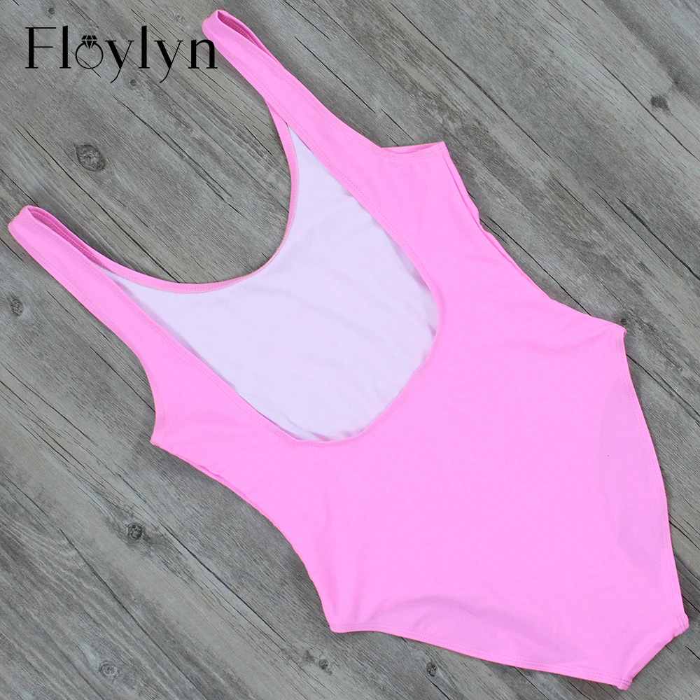 Слитный купальник Floylyn с высоким вырезом и буквенным принтом пикантный женский
