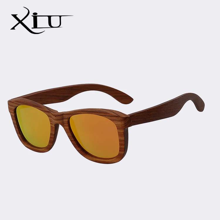 XIU брендовые Дизайнерские мужские деревянные очки поляризованные Модные очки Женские Ретро Винтажные Солнцезащитные очки наивысшего качества ручной работы очки - Цвет линз: Orange mirror lens