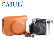 CAIUL Vintage PU Leather case bag for Fujifilm instax camera wide300 instant film camera compact case protect bag shoulder strap