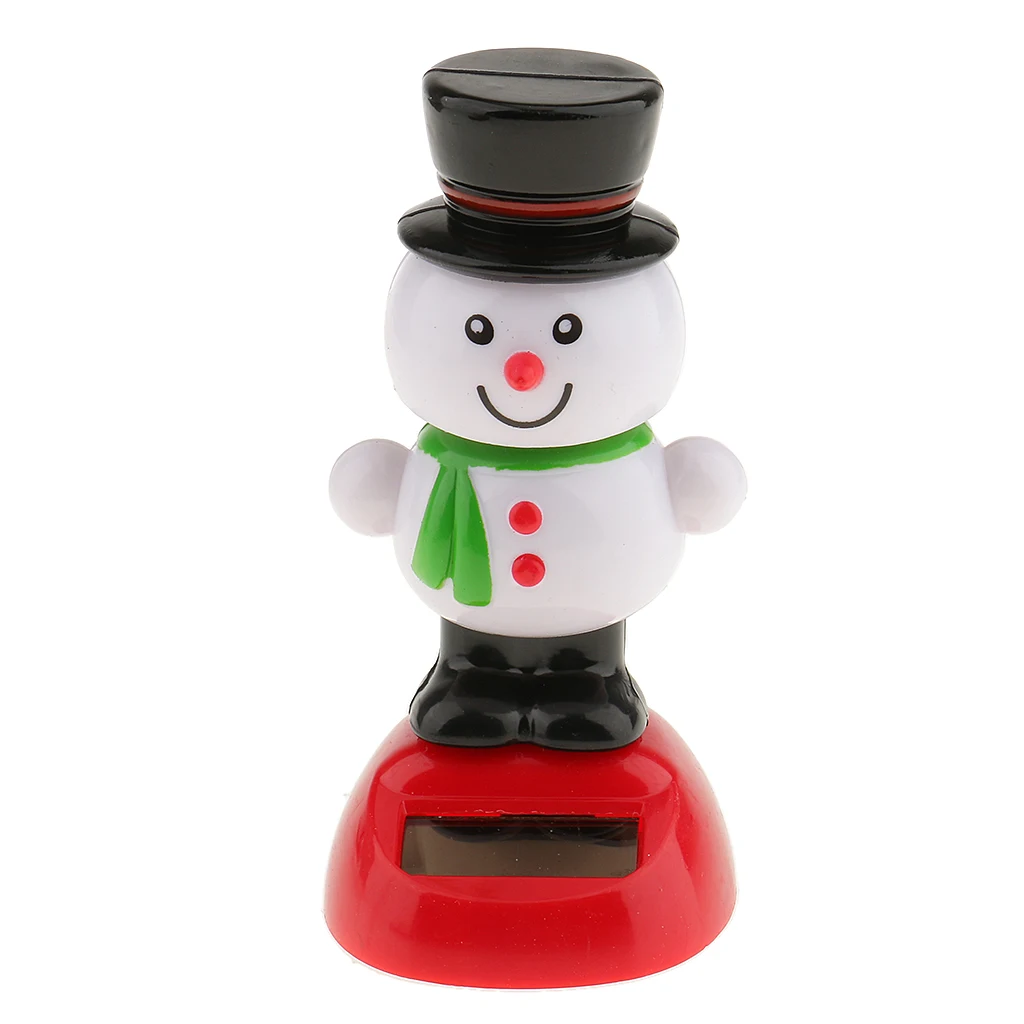 2pcs Solar Power Snowman Elk Swinging Dancing Toy Decorative Figurine Home Car Dashboard Decor Xmas Gift 